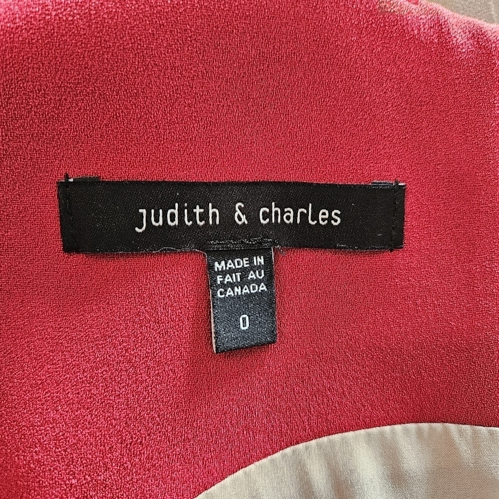 Judith & Charles Women's Professional Midi Cocktail Colorblock Red Dress Sz 0. - Picture 15 of 16